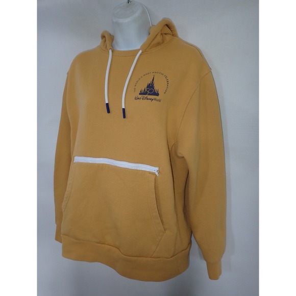 Walt Disney World 50th Anniversary Mickey Mouse Hoodie Yellow Pullover Men's XL - Picture 5 of 7